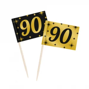 Prikkertjes - 90 jaar - Goud, zwart - 50st.