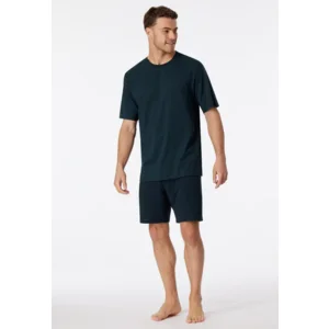 Schiesser Comfort Essentials Heren Pyjama Kort Indigo Blue 824 voordelig online kopen
