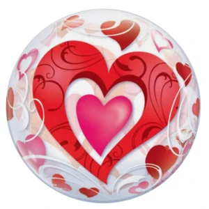 Folieballon - Hartjes - Bubble - 56cm - Zonder vulling