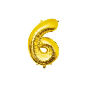 Folieballon - 6 jaar - Goud - 40cm - Niet geschikt voor helium