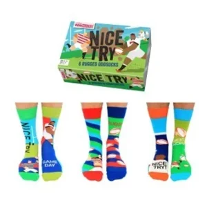 ODD SOCKS Herensokken Nice Try Rugby Multipack Mismatched  39-46 Cadeaudoos