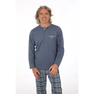 Perlina Pyjama Heren: Ray, Blauw, Interlock Brushed ( LINA.93 )