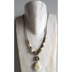 Fantasiejuweel ketting Marmer/brons/naturel