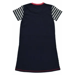 stretch jersey jurkje silver and blue stripes met hart