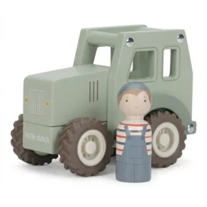 Tractor - Hout - 11x13x8cm - Met poppetje - 18m+