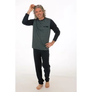 Perlina Heren Pyjama: Otto, interlock brushed, navy tot 4XL ( LINA.104 )