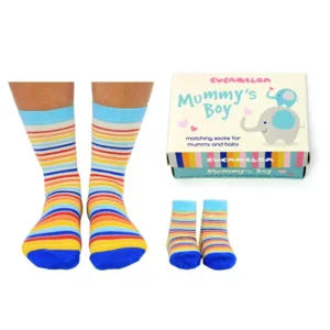 Cadeaudoosje Mummy's Boy socks Moeder en Zoon babysokjes 0-12md 37-42 Kraamcadeau