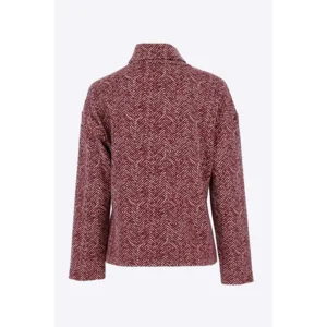 Signe Nature Sweater met rol kol: Bordeau, tweed motief ( Signe.1404 )