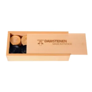 Damstenen - Palmhout - Luxe - In houten kist - Zwart / naturel - 35mm