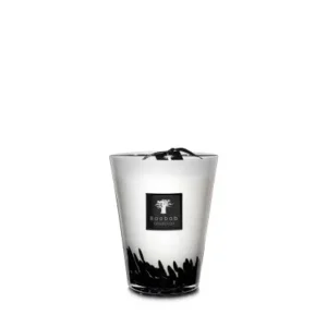Baobab geurkaars Feathers max 24 wit - zwart.