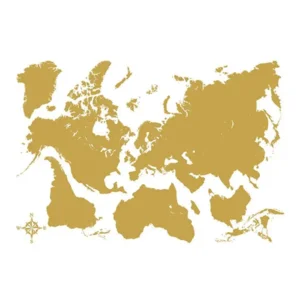 Wereldkaart wandsticker goud