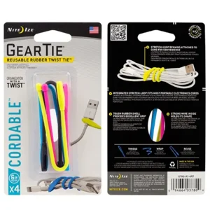Nite Ize Gear Tie Cordable 6" 4 Stuks Mix kleuren Herbruikbare kabelbinder GTK6I-A1-4R7