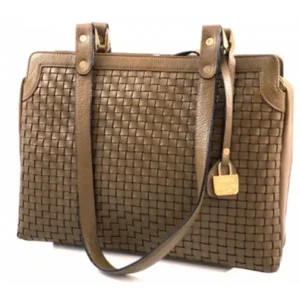 CHEEMO New Traveller Weave handgemaakte lederen schoudertas COGNAC