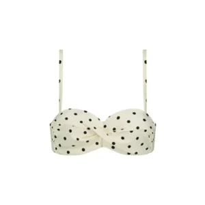 Cyell On Point strapless bikini in ivoor met zwarte polkadots