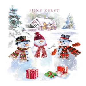 Kaart - Kerst - Tracks - Sneeuwpoppen met cadeautjes - XJ162A
