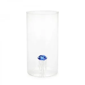 BALVI - Vaas Kwal Blauw Cylinder Transparant Glas