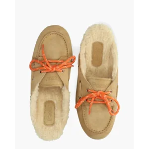 Posa Boat Loafer Mule Fur Lichtbruin Damesslippers