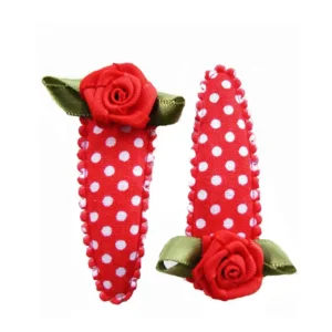 haarknipje polkadot rood met rood roosje