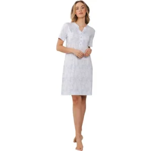 Pastunette Nachthemd Dames: Korte mouw, Ecru / blauw, 95cm ( PAS.104 )