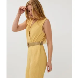 Esqualo Jumpsuit: Geel mouwloos, met riem ( ESQ.305 )