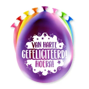 Ballonnen - Van harte gefeliciteerd - 30cm - 8st.