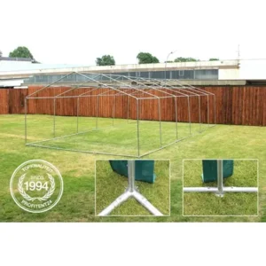 Partytent - Feesttent - Paviljoentent - 3x6m - PVC / blauw wit / 100% waterdicht, UV-bestendig & Grondframe / Inclusief zijwanden