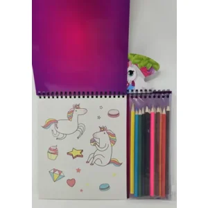 Unicorn Kleurboek met 12 kleurpotloden, sjablonen en stickers 21x26cm