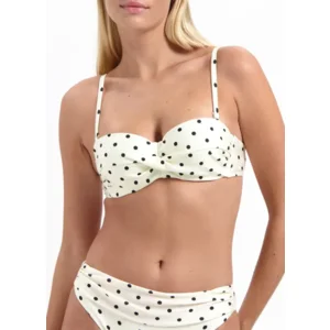 Cyell On Point strapless bikini in ivoor met zwarte polkadots