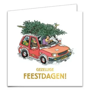 Kaarten - Kerst - Jan van Haasteren - Boom op auto & glijden van het dak - 10st.