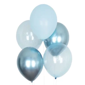 Ballonnen - Blauw - Mix van chroom, transparant & mat - 10st.