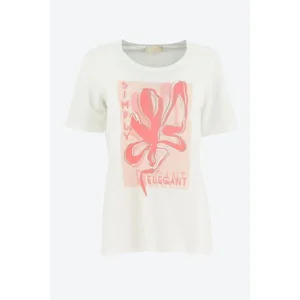 Signe Nature Shirt: Ecru / roze, Korte mouw ( Signe.1310 )