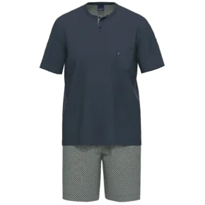 Ammann Pyjama heren: Blauw bedrukt met groen ( AMM.649 )