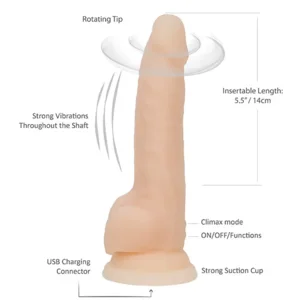 Naked Addiction Roterende & Vibrerende Vibrator Vanille 20 cm