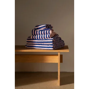 Bongusta Strand Badhanddoek Blauw & Roze Streep 70 x 140 cm Naram