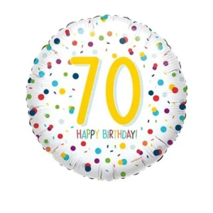 Folieballon - 70 jaar - Confetti - 43cm - zonder vulling