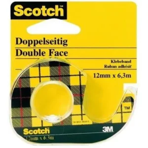 Scotch Plakband (dubbelzijdig) 12mm x 6,3m + afroller