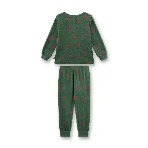 Sanetta pyjama meisjes / Jongens: groen met sterren, badstof  san.176