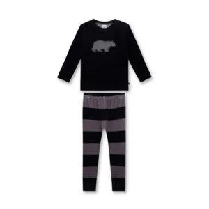 Sanetta Jongens Pyjama: Velours, beer motief, donker blauw ( SAN.67 )