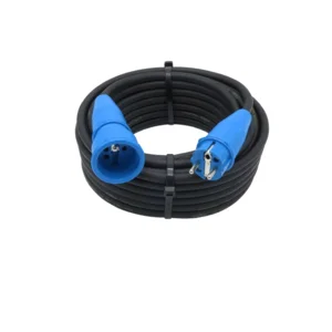 Verlengkabel - 40 meter - 3G1,5 mm² - Neopreen - IP44 - Penaarde - Blauwe stekkers