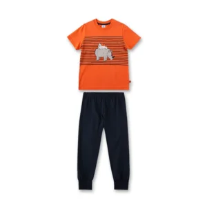 Sanetta Jongens pyjama: Korte mouw / lange broek, Oranje ( SAN.96 )
