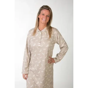 Perlina Dames nachthemd: Faith B 100cm, Beige, Brushed ( LINA.164 )