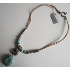 Fantasiejuweel ketting Turquoise/zilver/naturel