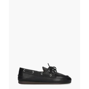 Posa Boat Loafer - Soft Leather Zwart Dames Veterschoenen