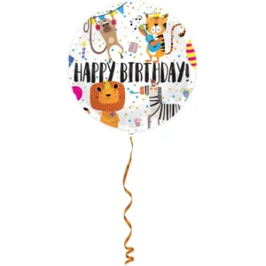 Folieballon - Happy birthday - Animals - Zonder vulling