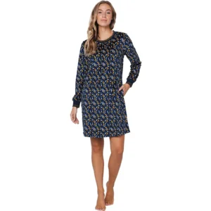 Pastunette Dames nachthemd: Blauw, Fleece ( PAS.128 )