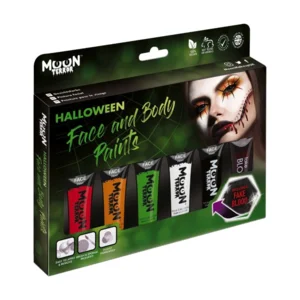 Halloween Face and body paint box set  - 5 kleuren en tube bloed