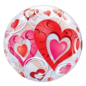 Folieballon - Hartjes - Bubble - 56cm - Zonder vulling
