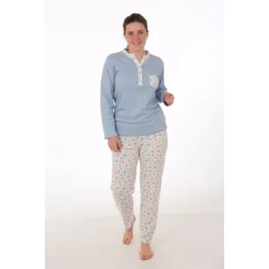 Perlina Pyjama Dames: Jolien A, Gemoltoneerd, Blauw tot 4XL ( lina.85 )