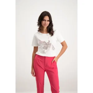 Signe Nature T-shirt: Fushia, vogelmotief ( Signe.1221 )