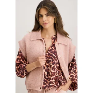 Signe Nature mouwloze cardigan met knopen: zacht roze kleur ( signe.1313 )